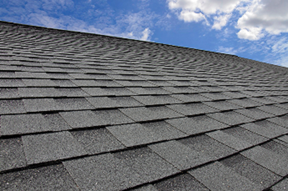 A roof with asphalt shingles