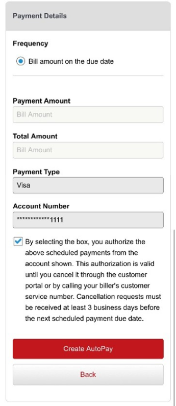 Alfa Insurance Payment Details confirmation menu.
