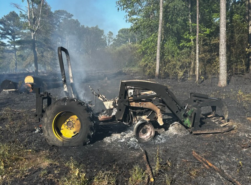 Smith’s tractor burned up in farm fire