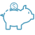 Icon of a piggy bank with money going into it.