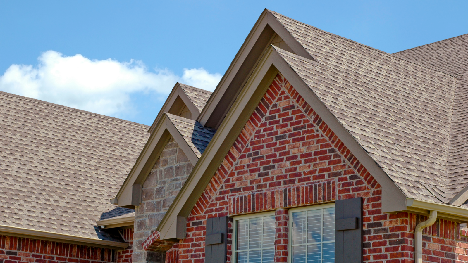 Brick house with a slanted roof