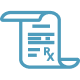 Icon of paper with a prescription on it.