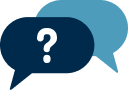 Two text bubbles with a question mark.