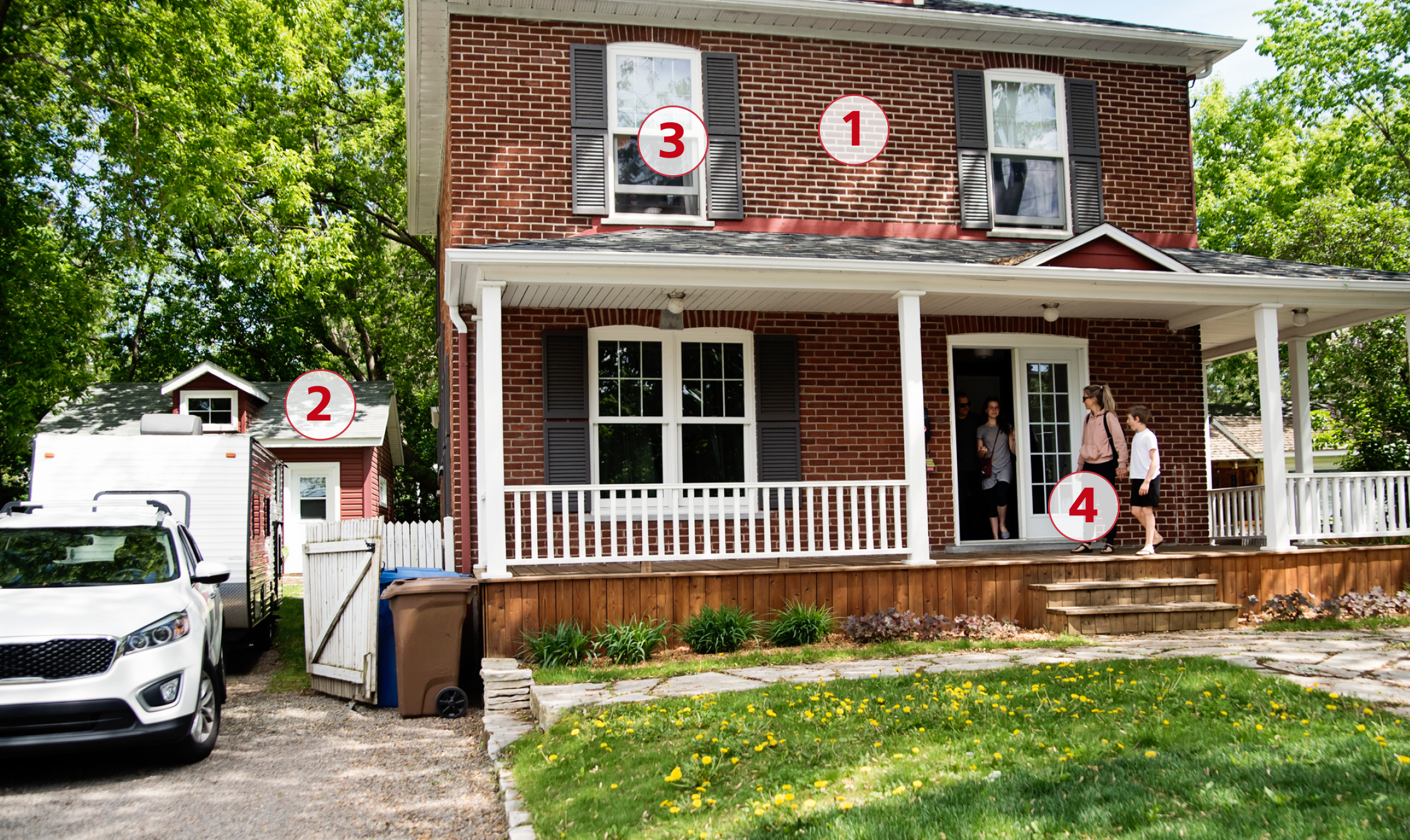 House with icons of numbers showing different parts of the house.