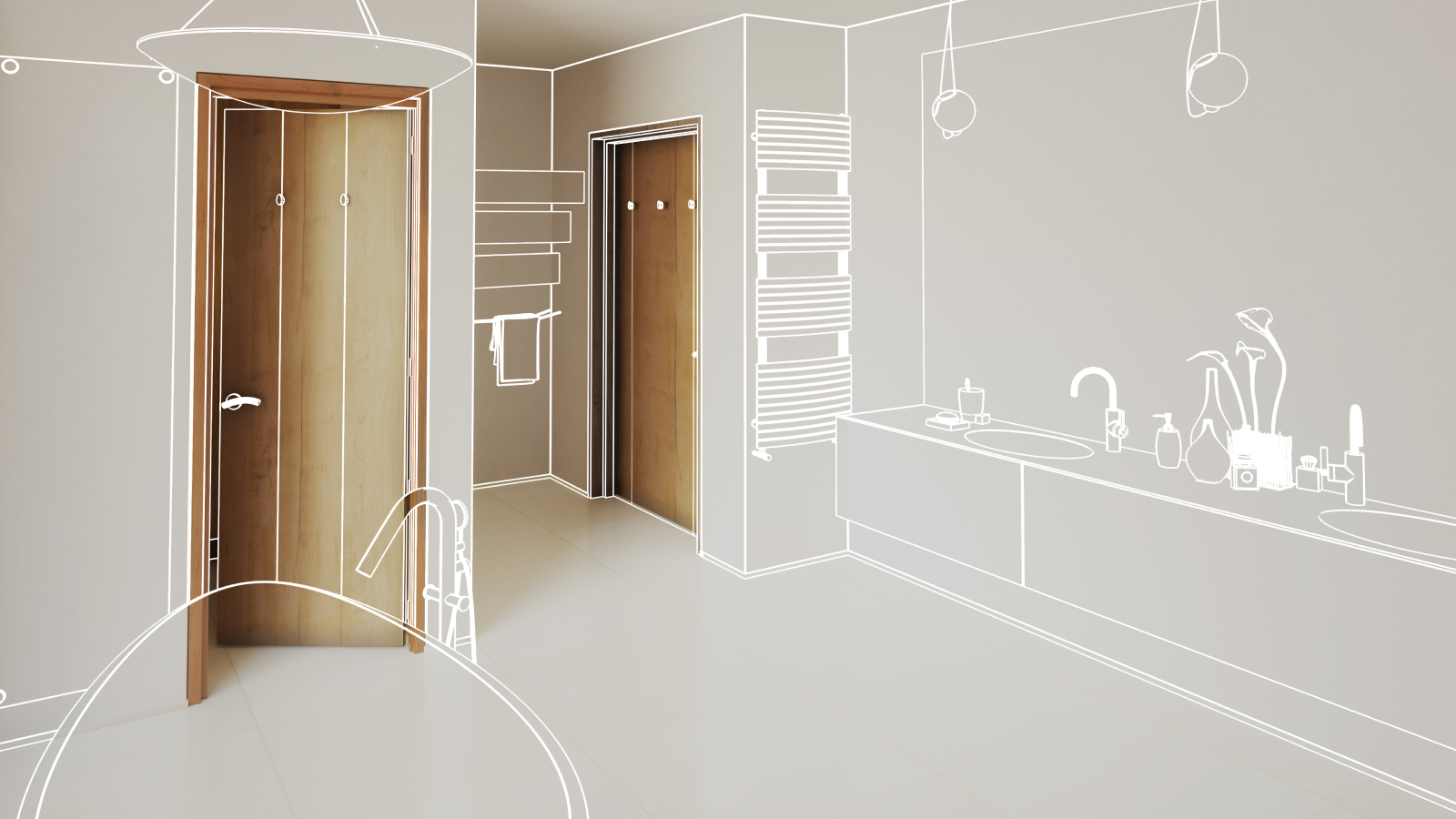Sketch of bathroom renovation plans