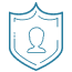 Icon of a shield with a person on it.