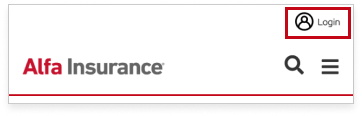 Alfa login location in header