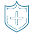 Icon of a shield with a plus sign on it.