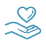 Icon of a hand holding a heart above it.