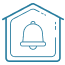 Icon of a house with a bell inside it.