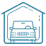 Icon of a garage with a car inside it.
