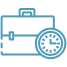 Icon of a briefcase and clock.