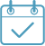 Icon of a calendar with a checkmark on it.