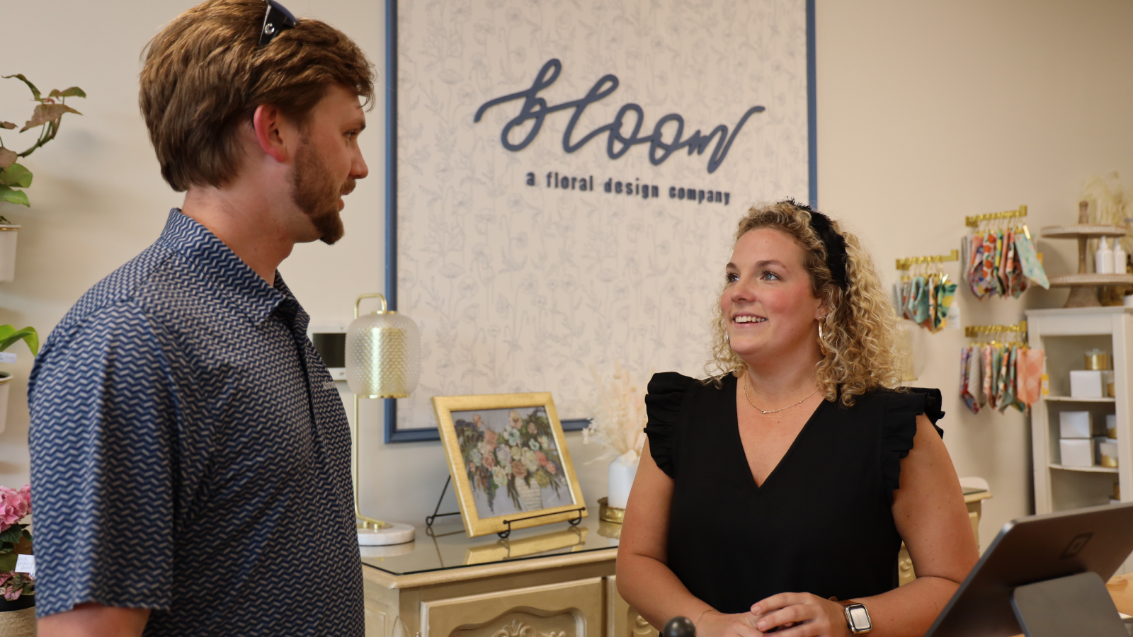 Erica Honaker with a customer.