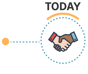 An icon of a handshake with the word today over it