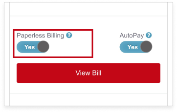 Paperless billing toggle screenshot