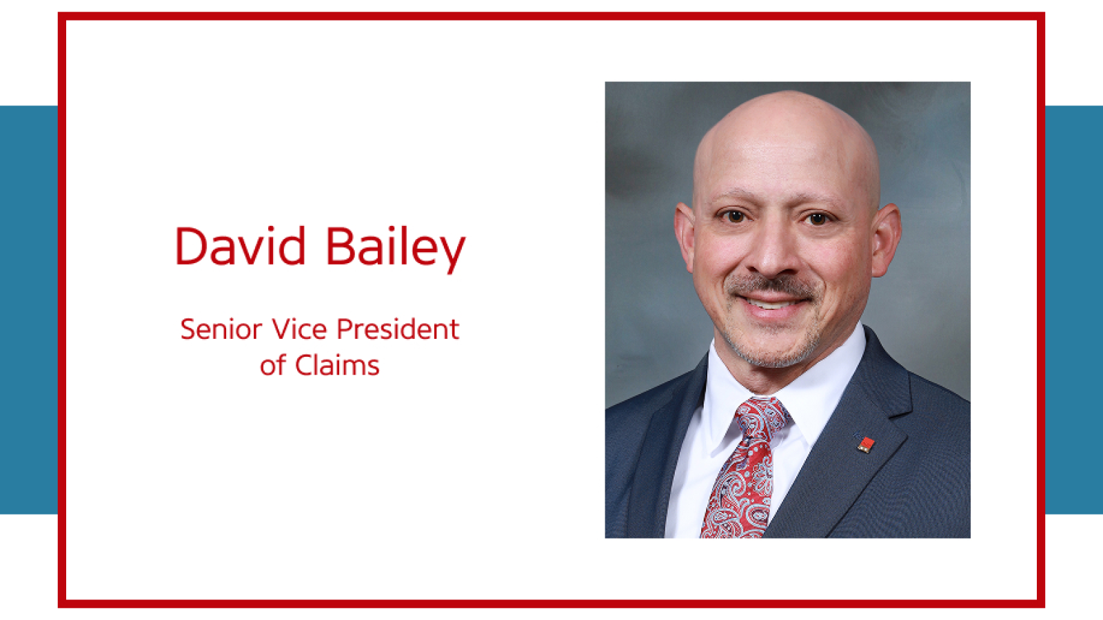 Graphic featuring David Bailey’s headshot and title, announcing his promotion at Alfa Insurance.