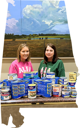 Alabama outline with Alfa employees.