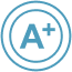 Icon of an A+ in a circle.