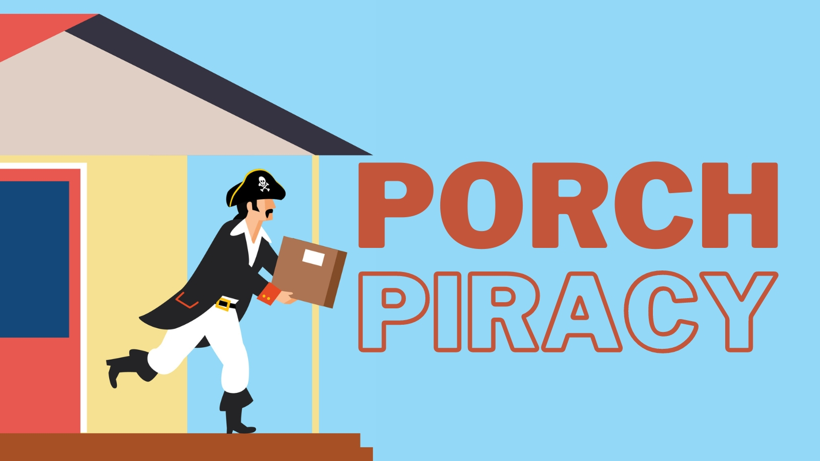 Porch piracy illustration.