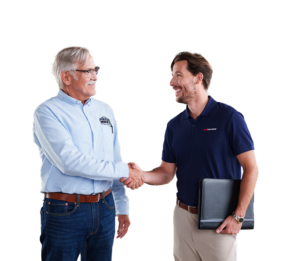 Alfa adjuster shaking hands with a customer