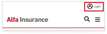 Alfa login location in header
